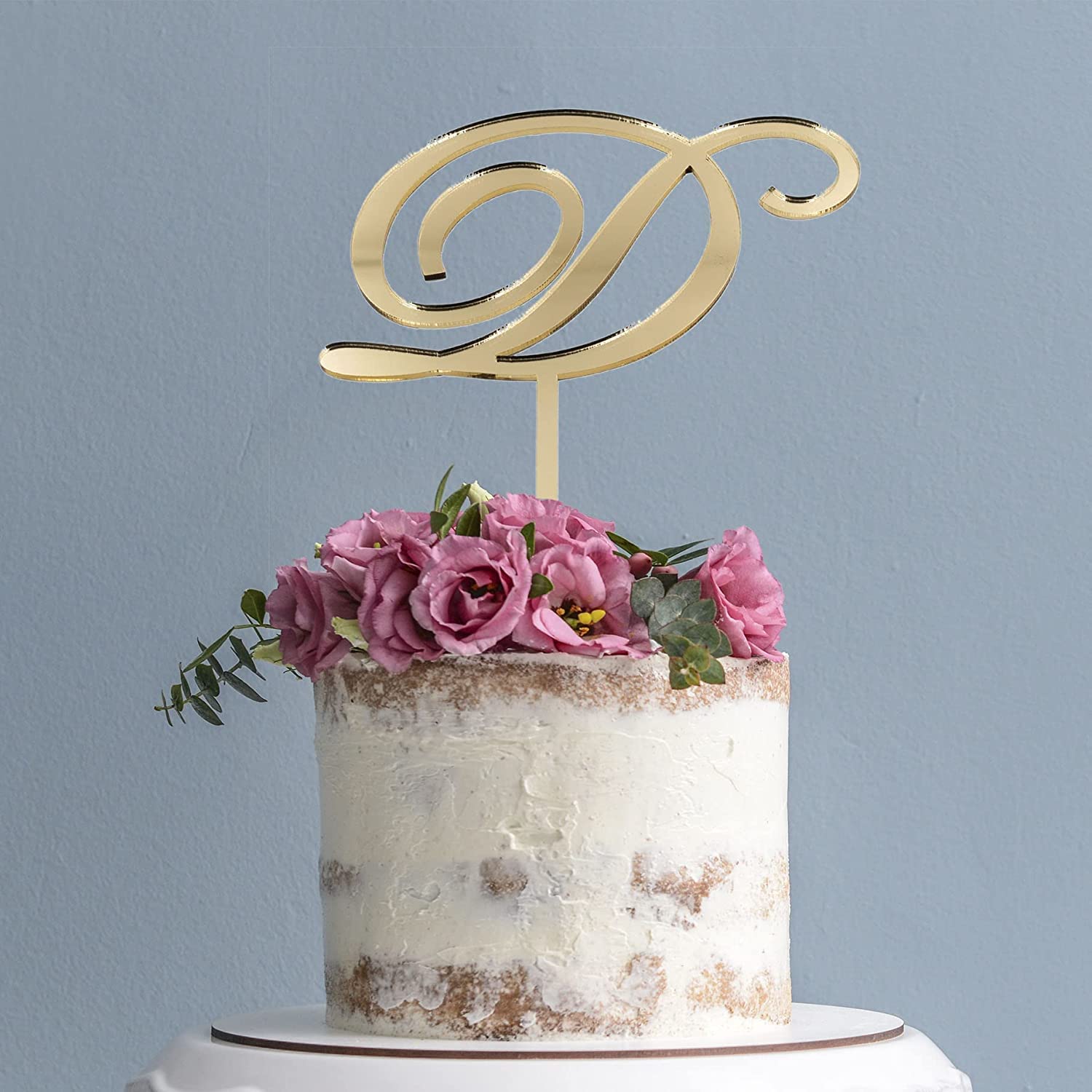 topper per torta in plexiglass specchiato oro personalizzato con iniziale del nome lettera alfabeto a scelta per torta nuziale o compleanno : . it