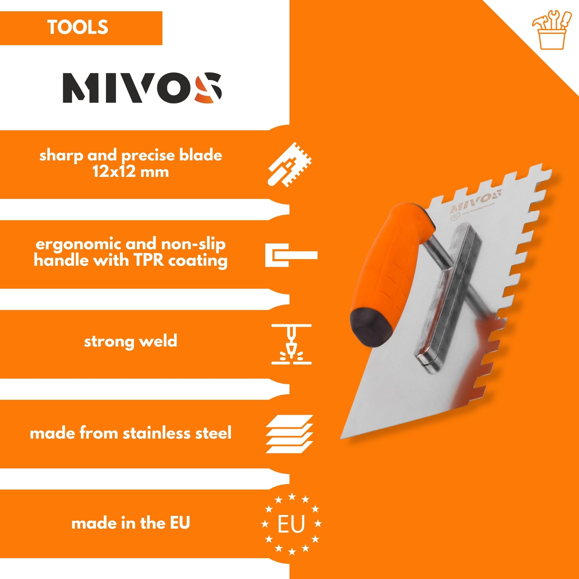 Mivos Dişli Pürüzsüzleştirici Mala 12x12/Paslanmaz Çelik Tırtıklı