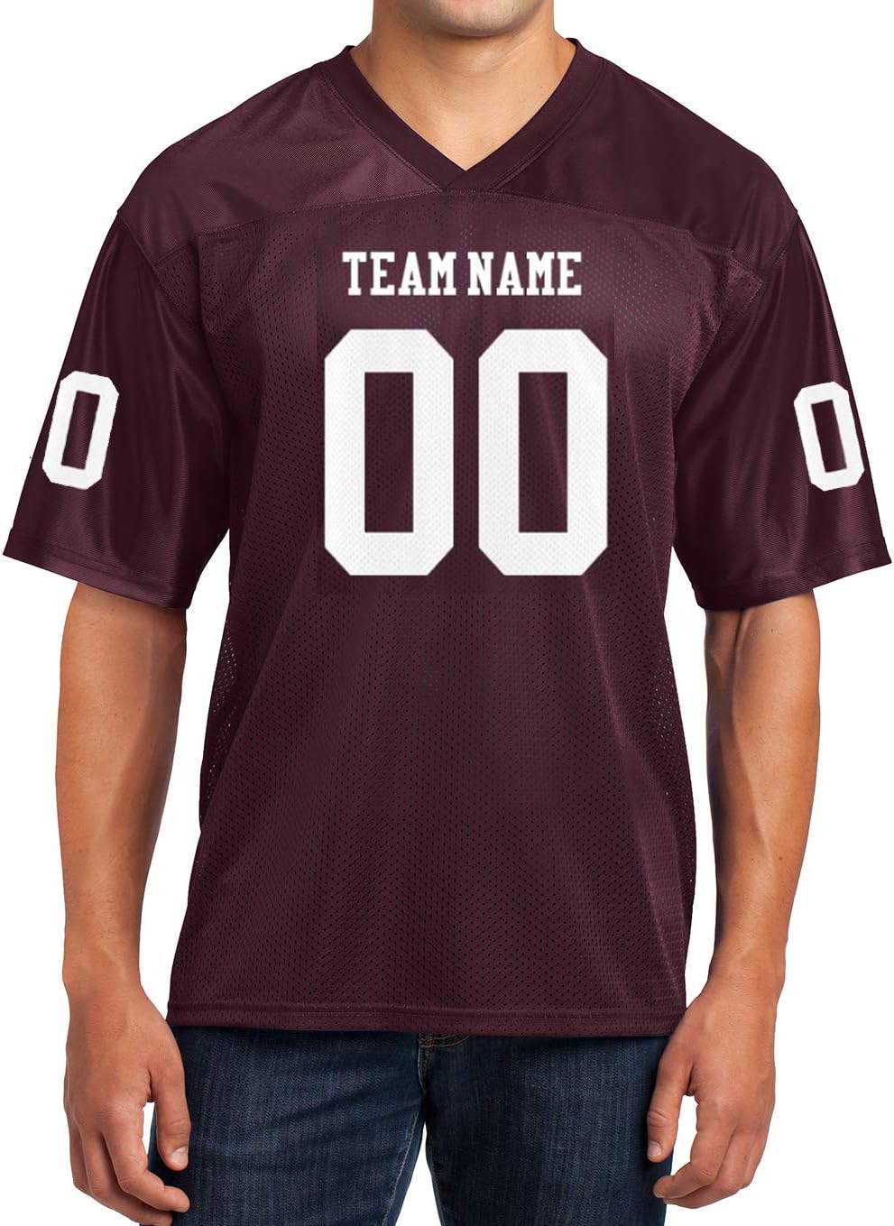 RockSolid Adult Custom Football Jersey - Green - Large - V-Neck - Long Sleeve - Unisex - Sports - American Football