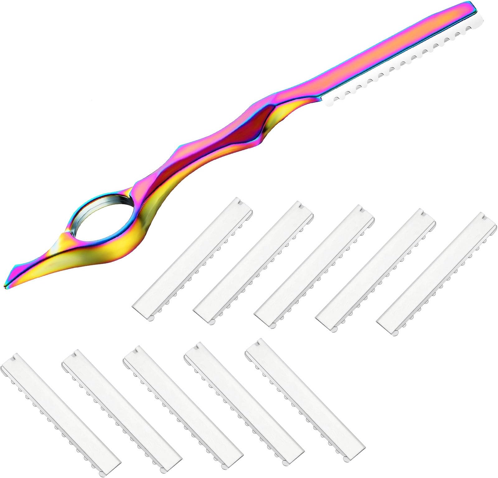 11 Pieces Hair Styling Razor Hair Thinning Comb Hair Texturizing Cutting Razor Comb with Replacement Stainless Steel Razors for Salon Home Use (Vivid Neon)