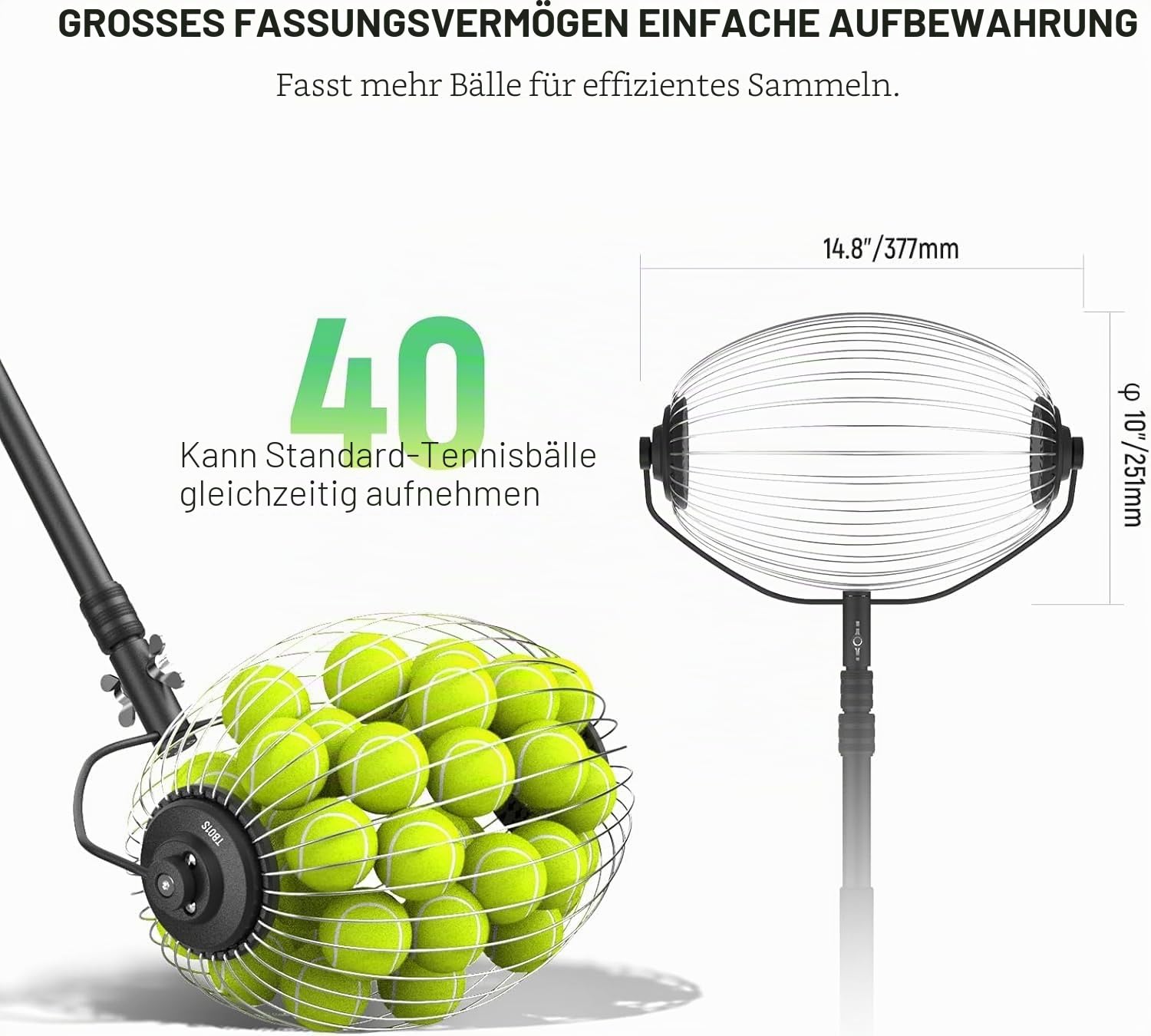 NEEWER Tennisball Sammler, teleskopierbarer Tennisbälle Rollsammler
