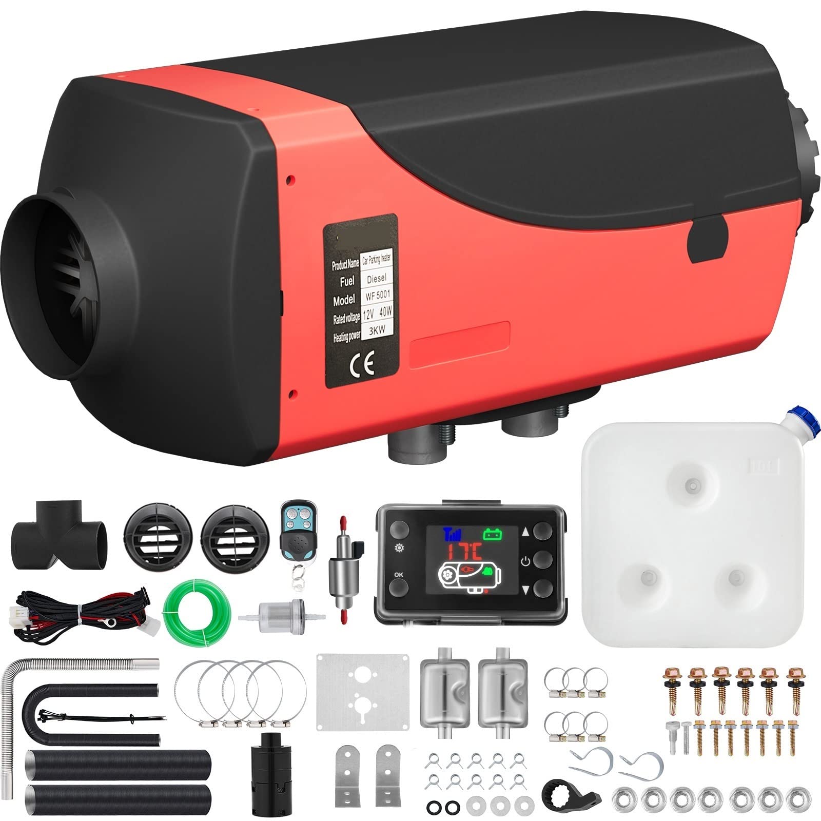 3KW Car Heater Diesel Air Heater 12V with Two Silencers LCD Switch for RV Boat Bus Motorhome Diesel Parking Heater