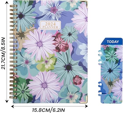 Miniatura 7 de Yogayet 2 planificadores 2024 mensuales, semanales y diarios, 8.5 x 6.2 pulgadas, pestañas mensuales, encuadernación de doble alambre, agenda