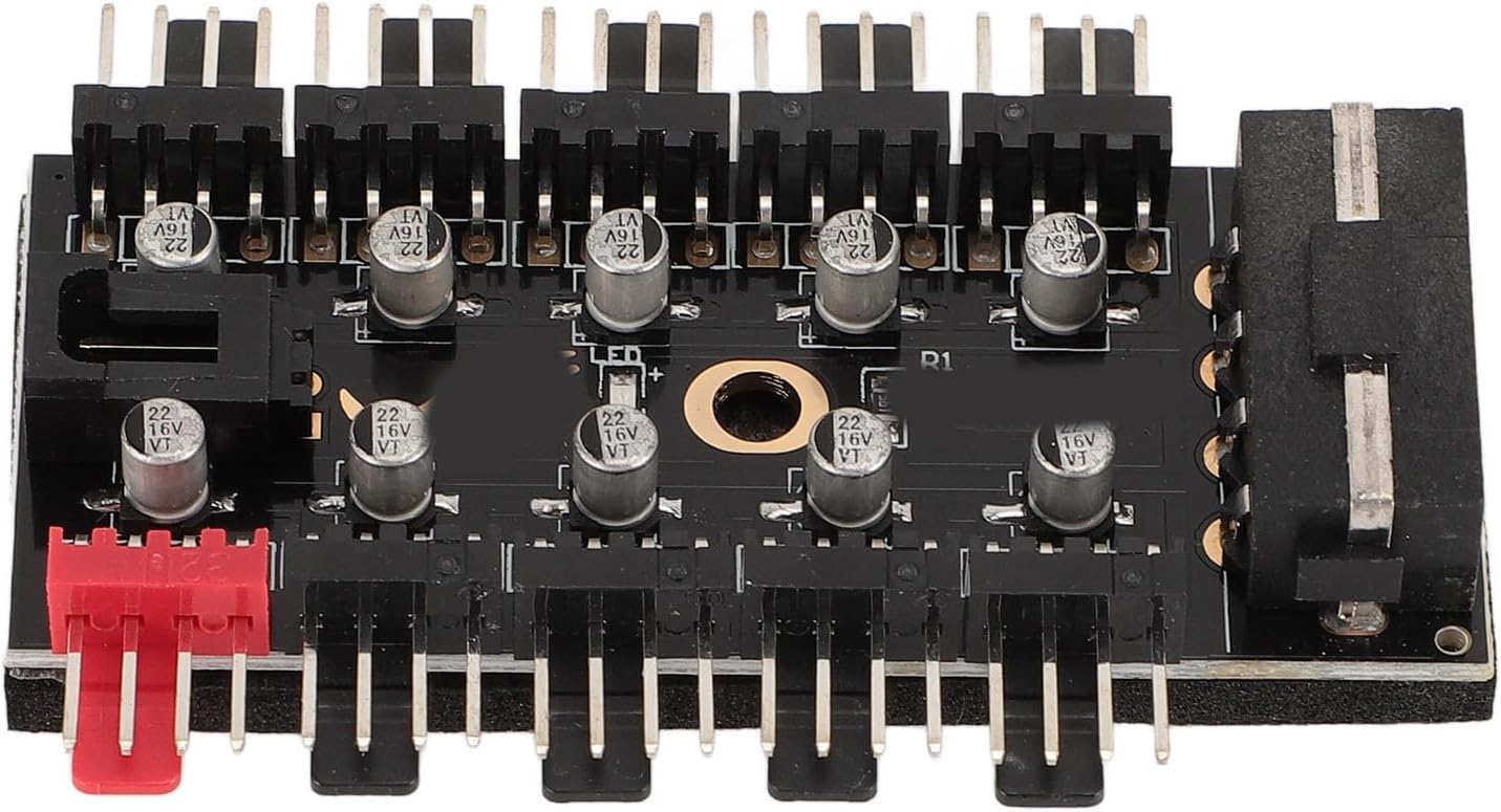 PC Chassis Fan Hub, 10 Port 12V 4 Pin CPU Cooling Fan PWM Hub for Computer Motherboard (Big 4P Power)