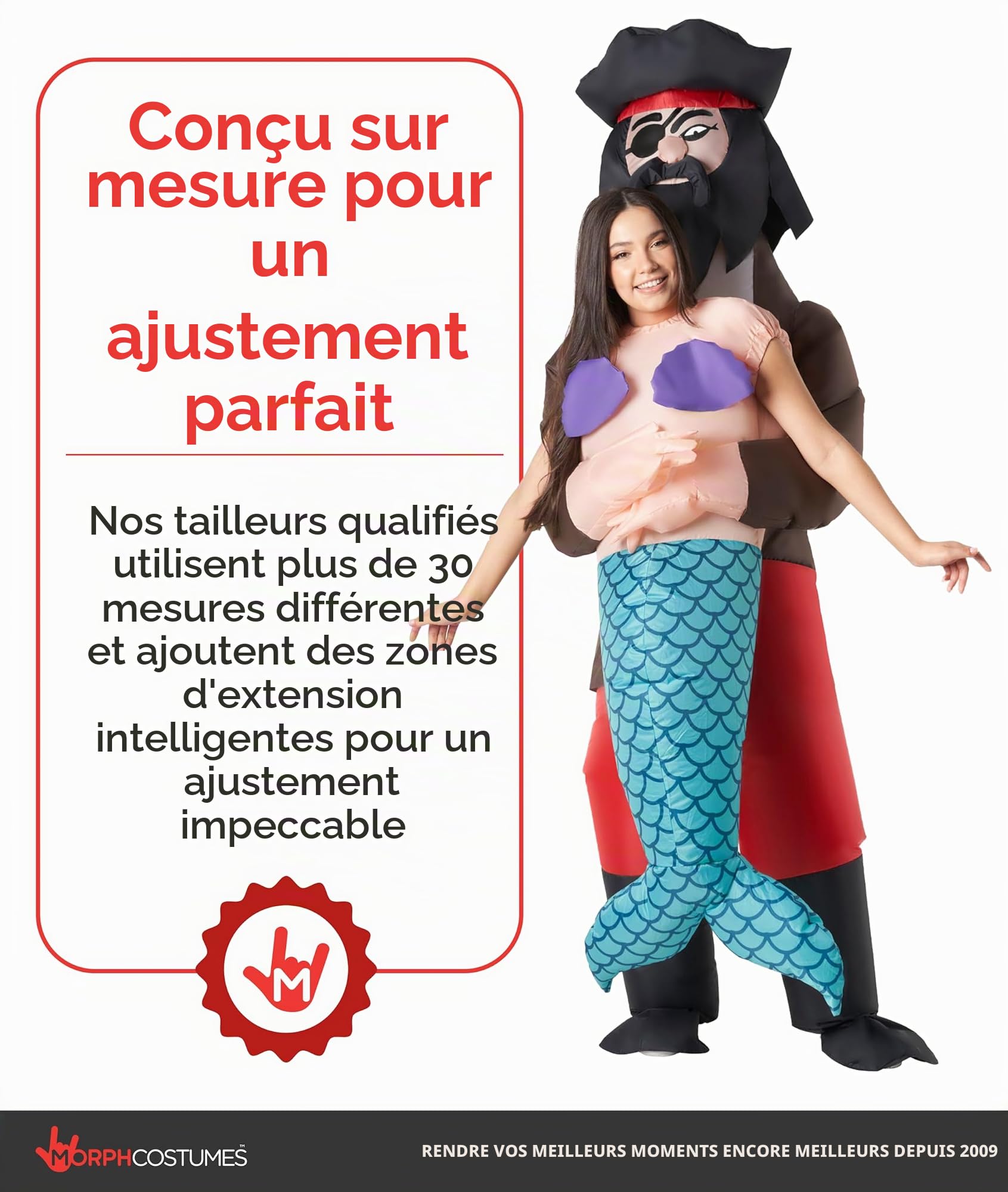 Morph Deguisement Sirene Pirate Gonflable Adulte, Costume Halloween Homme