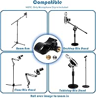 Vista 7 de Clip de micrófono grande, abrazadera de micrófono universal de alta resistencia con cabeza ajustable y ángulo de bloqueo y hilos de acero