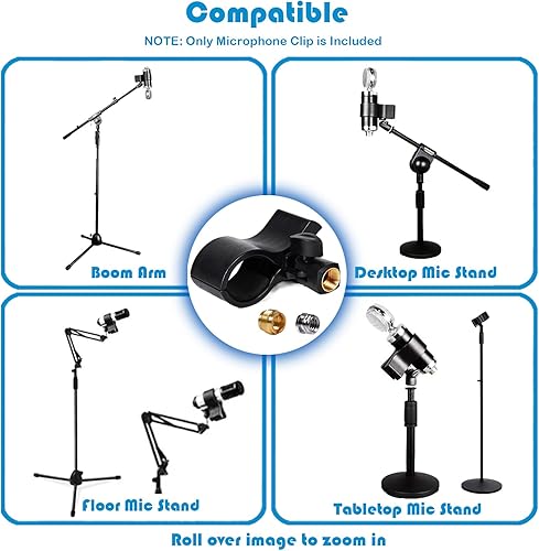 Miniatura 7 de 1 clip de micrófono grande, el soporte de clip de micrófono se utiliza con micrófonos de entre 32 y 2.362 in de diámetro. Adecuado para micrófonos