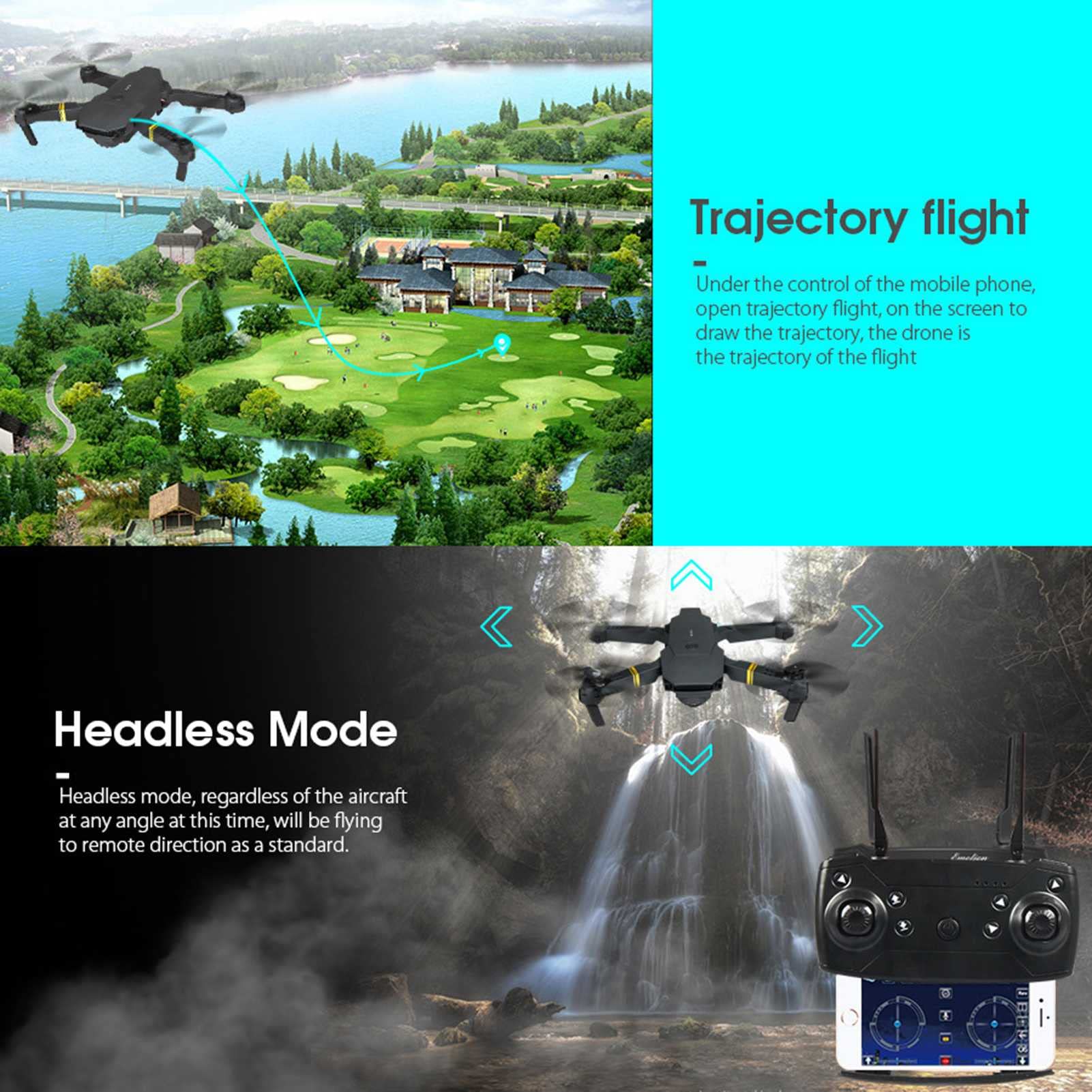 Drones with Camera for Adults 4K HD RC Quadcopter Helicopter for Beginners Gifts Auto Return Home Way-Points Functions Headless Mode (4k 1 BATTERY)