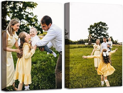 Miniatura 1 de ZHIYYHAO Impresiones en lienzo personalizadas con tus fotos, juego de 2 fotos enmarcadas de 16 x 24 pulgadas, retrato familiar personalizado para