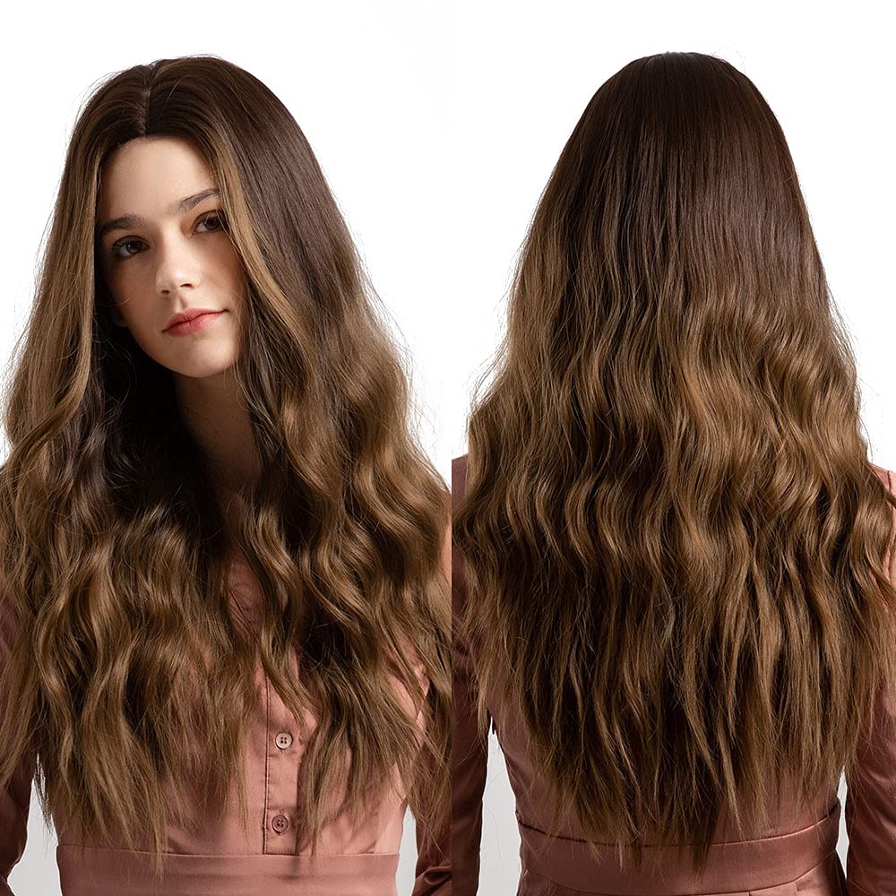 Long Layered Synthetic Wig Middle Part Ombre Daily Party Cosplay Chic Amazon.com : LONAI Black Wigs for Women 24 main image 3