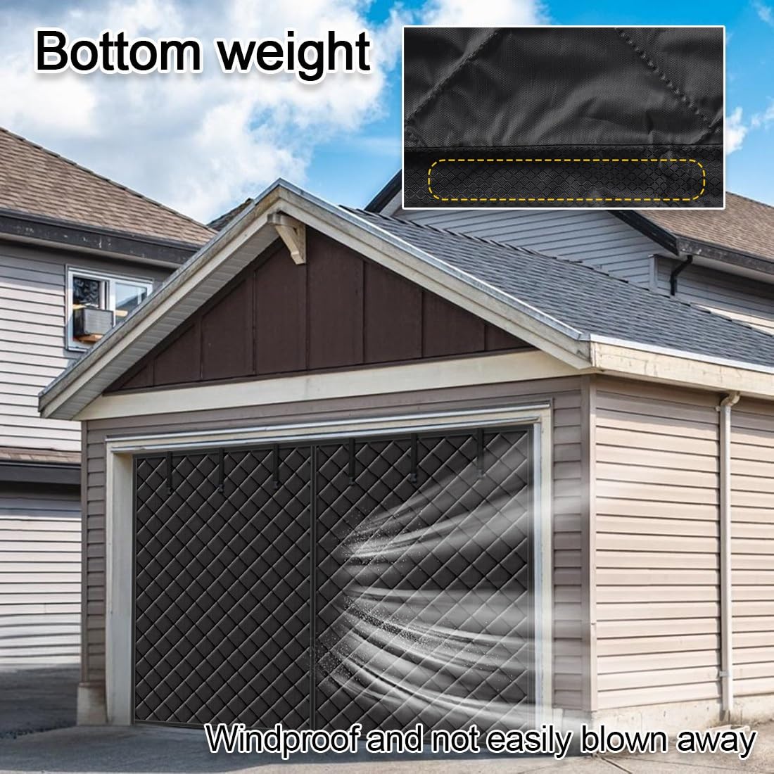 Mocoli Garagedeurgordijnen voor de winter, 497 x 218 cm garagedeurbescherming voor de winter huishouden magnetisch thermisch geïsoleerd deurgordijn voor garagedeur weerbestendig winddicht geluiddicht