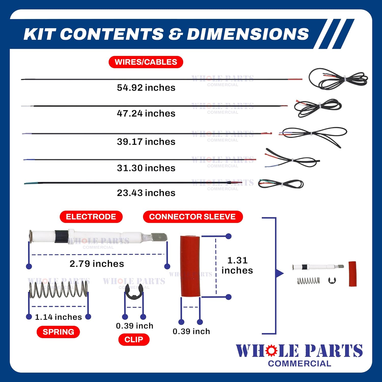 Whole Parts Range Oven Top Burner Electrode Kit (Including Electrode Ignitor and 5 Wires) Part# 814883 - Replacement and Compatible with Some Wolf Ranges or Ovens
