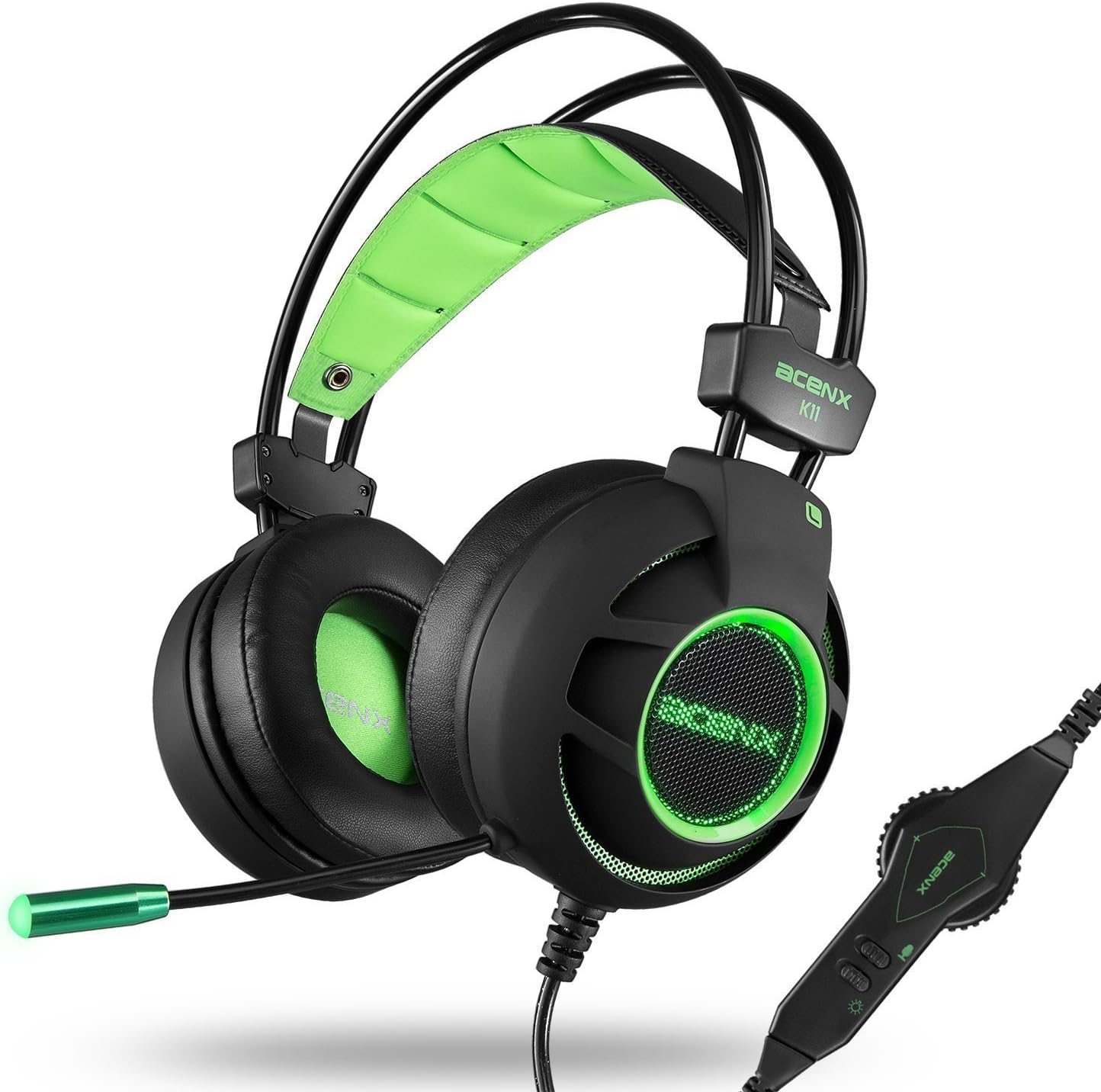 Comfortable LED 3.5mm Stereo Gaming Headset with Microphone Noise Cancelling Volume Control Over-Ear Headphone for Xbox One / PS4 / PC /Laptop / Tablet / iPhone (with Headphone Splitter)
