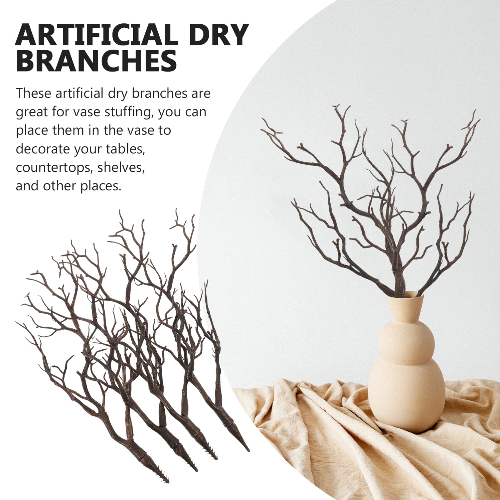 SEWACC 4pcs Artificial Antler Tree Branches, Decorative Plant Twigs Realistic Plastic Dry Branches for Halloween Wedding Home Decor - Image 3