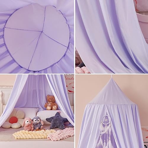 Vista 24 de dix-rainbow Toldo de decoración de princesa para cama de niños, toldo de cama suave y duradero para habitación de niñas, toldo de tienda de campaña