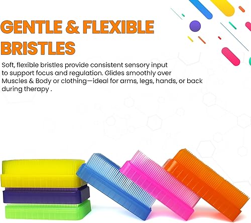 Miniatura 5 de Wilbarger Method - Cepillo sensorial para terapia (paquete de 6 colores), cepillo de terapia ocupacional y terapéutica para calmar, estimular y