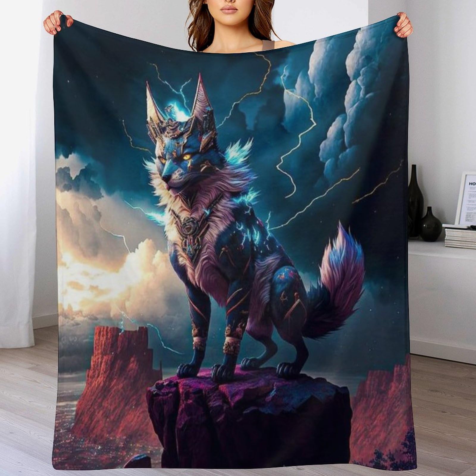Manta de franela cálida para sofá manta de lobo 130x150 para cama