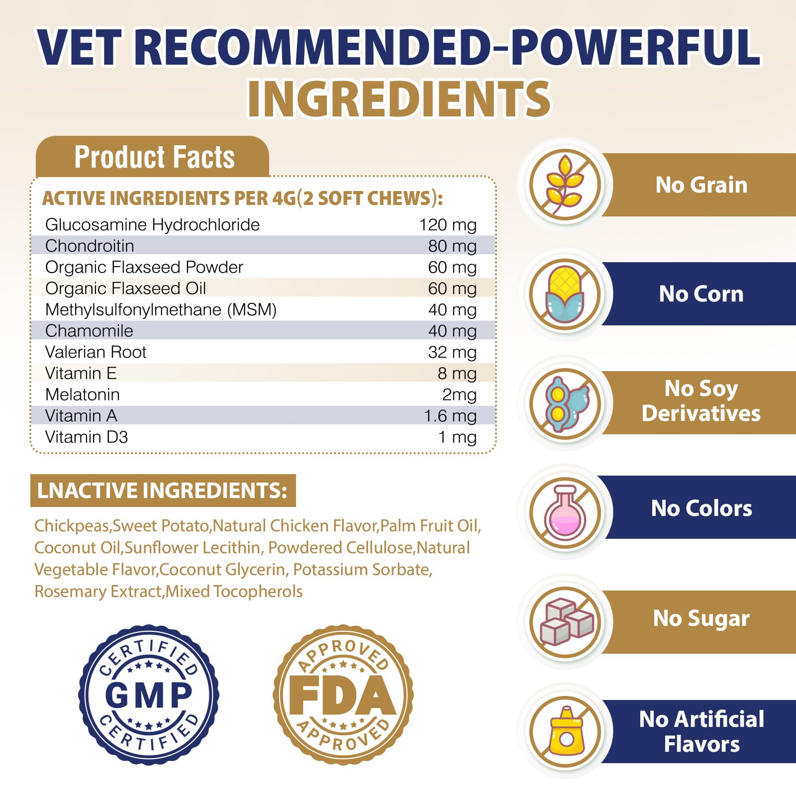 Hip and Joint Supplement for Dogs 200 Dog Calming Chews with Glucosamine, Chondroitin, Msm, Omega3, Melatonin for Senior Dogs Anxiety Pain Relief Anti Inflammatory Small/Medium/Large Dog -Chicken - image 7