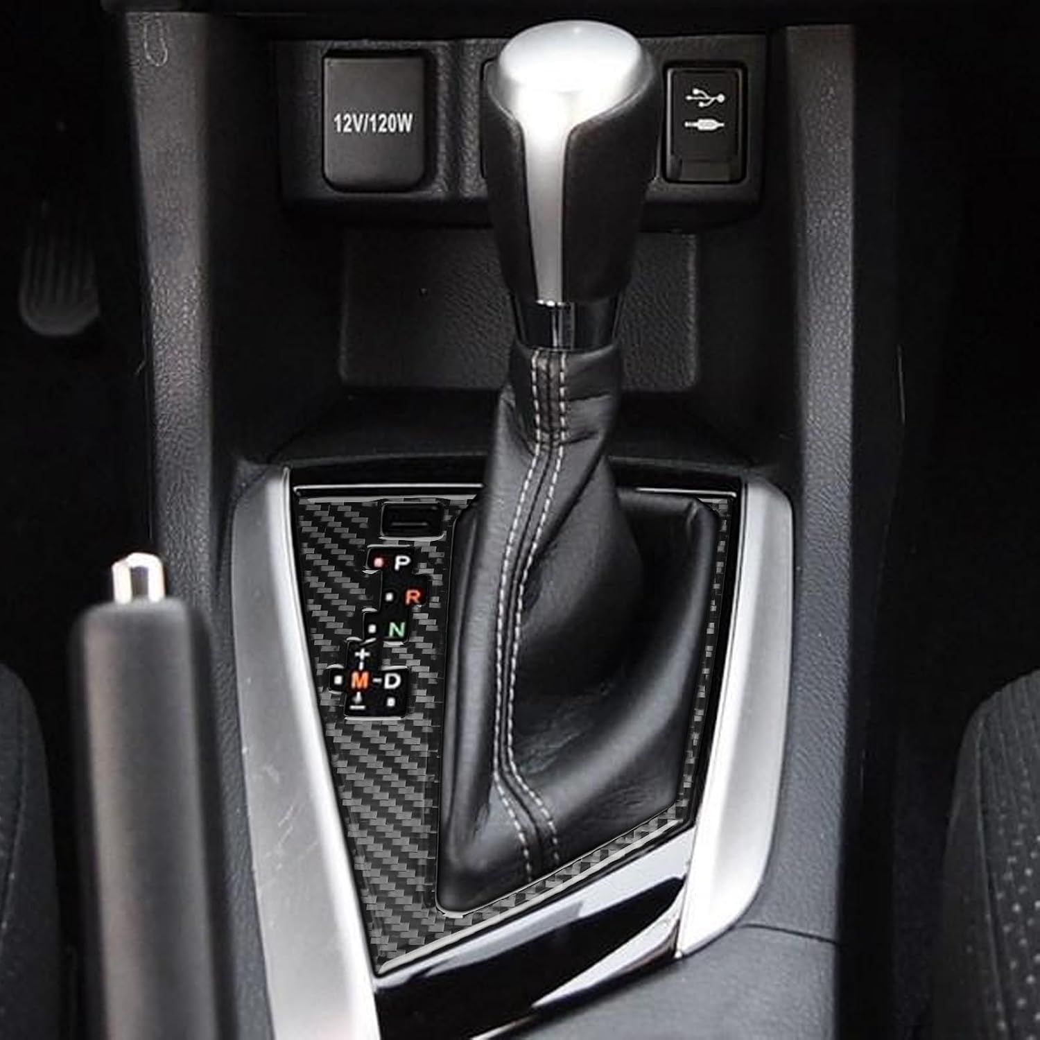 Real Premium Carbon Fiber Car Center Console Gear Shift Panel Frame Trim Soft Sticker Compatible with Toyota Corolla/Levin 2014 2015 2016 2017 2018 Auto Interior Accessories Black 1pc(Type B)