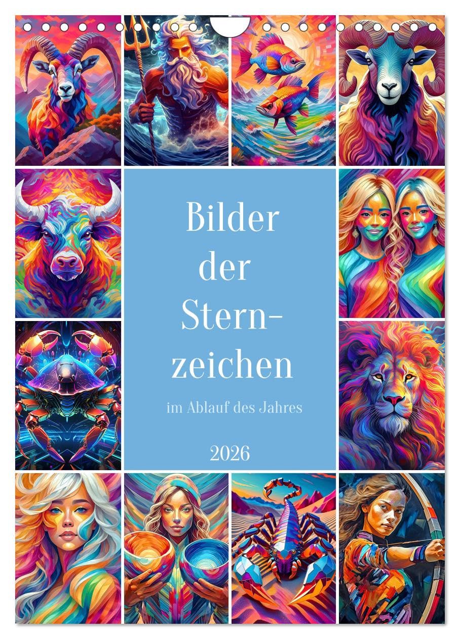 Pictures of the zodiac signs throughout the year UK-Version (Wall Calendar 2026 DIN A4 Portrait), CALVENDO 12 Month Wall Calendar