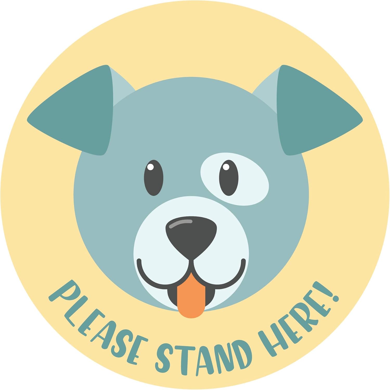 Please Stand HERE - Children's Animal Theme Social Distancing Floor Decal - Vinyl w/UL Approved Anti-Slip Finish - 12" Circle (Frog - 5 Pack)