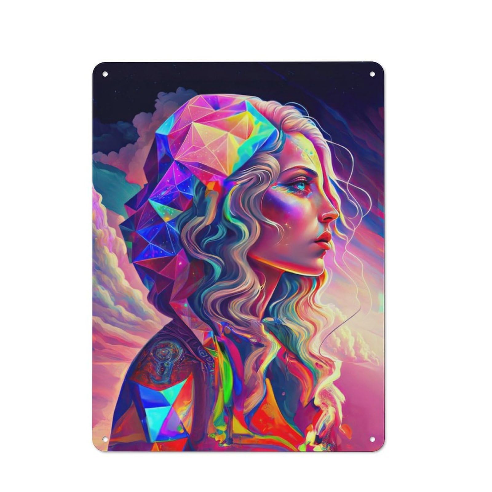 Junmoney Rainbow Geometry Goddess 1 40X30cm Retro Metal Sign With For Café Or Restaurant, For Collectors Decorating Cafés And Restaurants