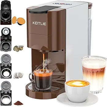 Cafetera 4 en 1 para NES/DG/café en polvo/ESE (44 mm), Máquina Automática de Cápsulas de Café 19 Bar, 800 ml