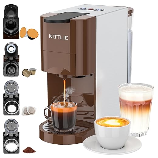 KOTLIE Macchina da caffè 4 in 1 per NES/DG/caffè/ESE (44 mm), 19 bar, 800 ml