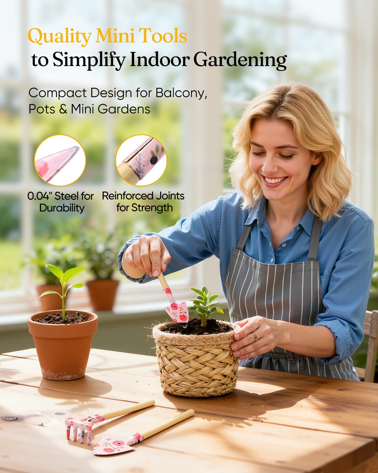 12-Piece Womens Gardening Tools Gift Set, Rust-Proof & Heavy-Duty Garden Tools with Durable Carrying Case, Fashionable & Thoughtful Gardening Gifts for Women&Men (Pink)