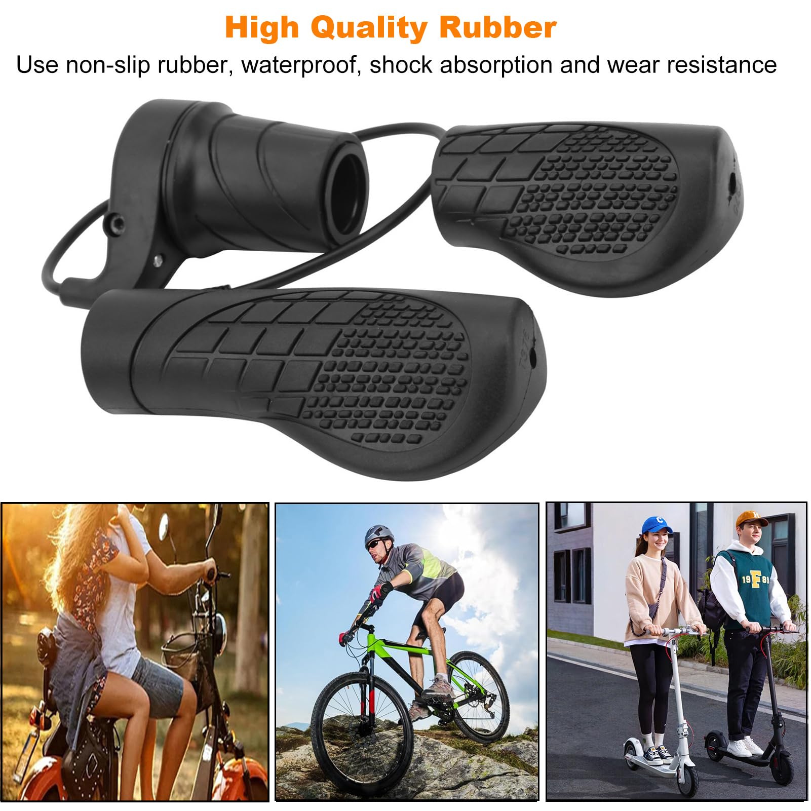 FT76X Demi Twist Poignée d'accélérateur pour vélo électrique avec prise étanche à 3 broches | 12V-72V E-Scooter Modifié Throttle Pouce pour VTT Scooter Vélo Électrique