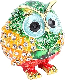 Owl Trinket Box 1.38in Zinc Alloy Jewelry Box for Rings Earrings Figurine Animal Home Decor with Lifelike Owl Design
