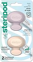 Steripod Clip-On Toothbrush Protector - Thymol Infused for Fresh Bristles, Fits Manual & Electric Toothbrushes, Pink/Blue 2-Pack