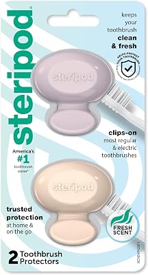 Steripod Clip-On Toothbrush Protector, Pink/Blue, 2 Count