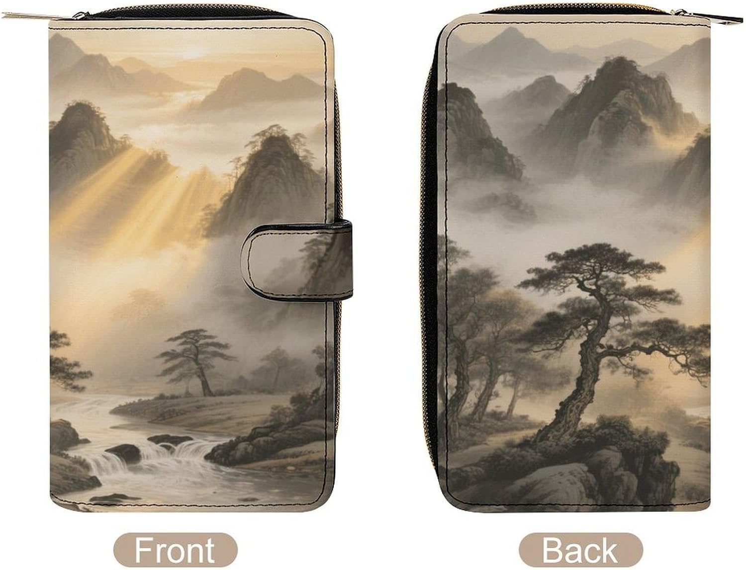 Mountains And Clouds And Mist Travel Wallet for Men & Women RFID Blocking Card Organizer Credit Card Holder Large Capacity