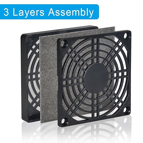Miniatura 21 de ELUTENG Filtro de ventilador de 4.724 in, paquete de 2 protectores de soplador IP40 a prueba de polvo ABS para computadora, cubierta de malla