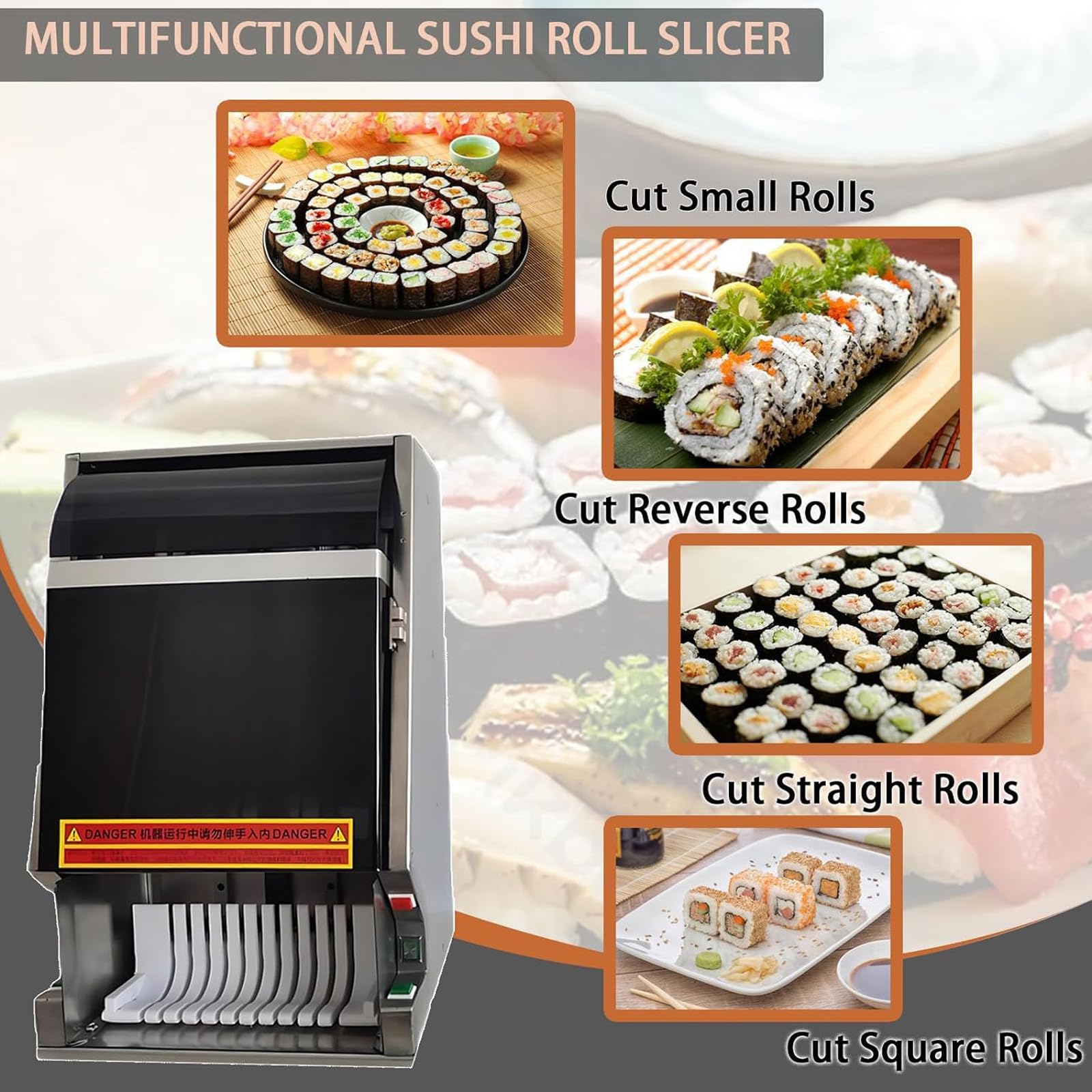 Automatyczna Maszyna Do Cięcia Rolek Sushi, Wielofunkcyjna Krajalnica Do Rolek Sushi, Z Ostrym I Odpornym Na Zużycie, Zdejmowanym Ostrzem Ze Stali Nierdzewnej, Oszczędność Czasu, Do Restauracji