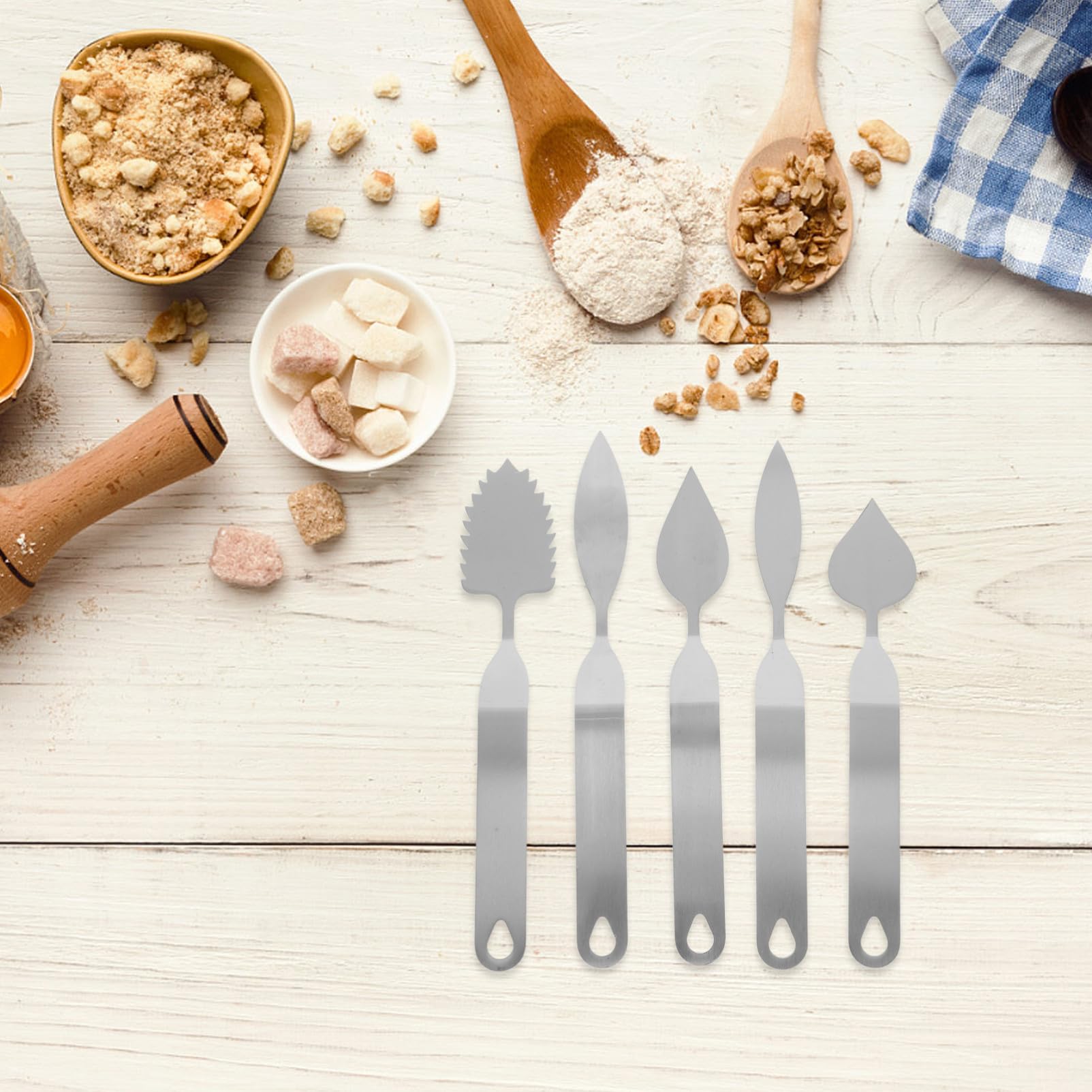 SHERCHPRY 5piezas Espátulas Para Moldes De Cortador De Herramientas Para Hornear Mousse y Pasteles Diseño Ergonómico Fácil De Limpiar Multiusos