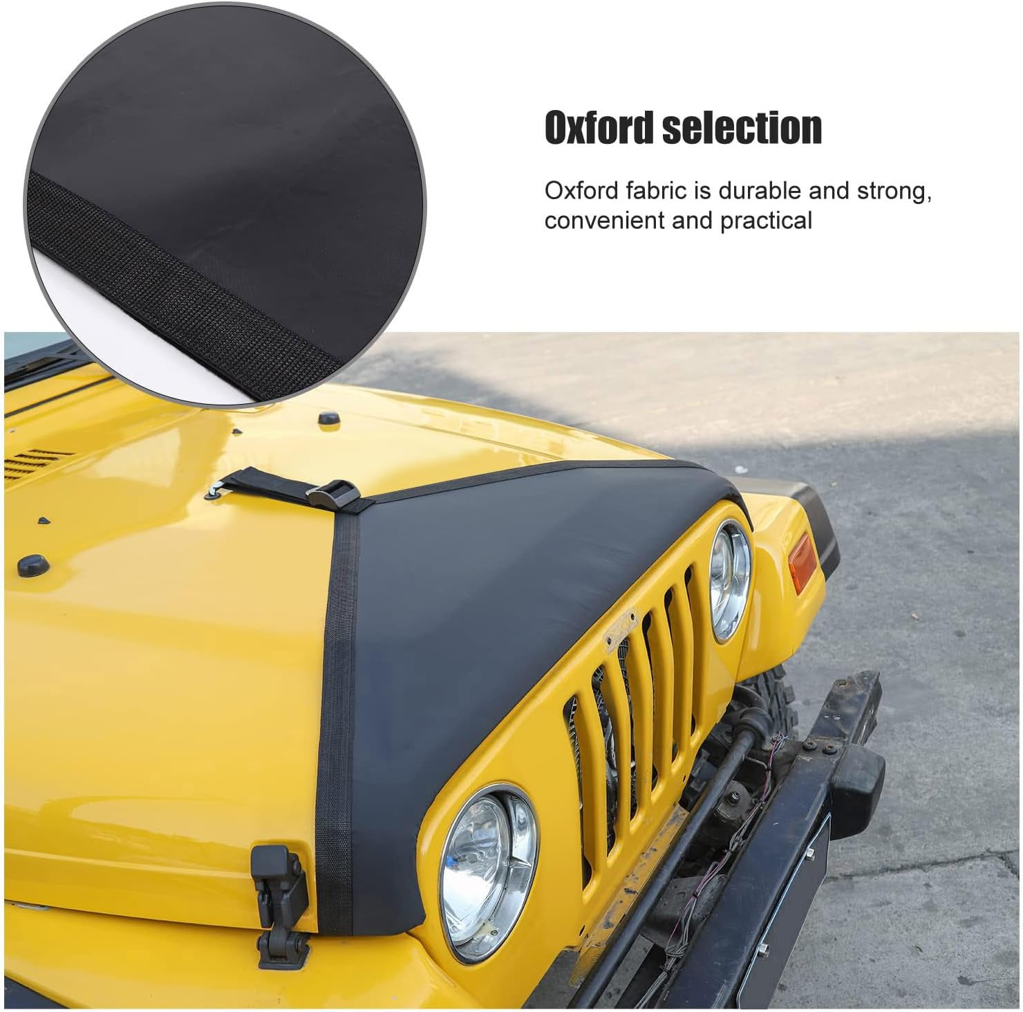 RT-TCZ for Jeep Wrangler TJ Hood Cover Exterior Accessories Engine Hood Bra Front Protector for Jeep Wrangler 1997-2006 Plain Black