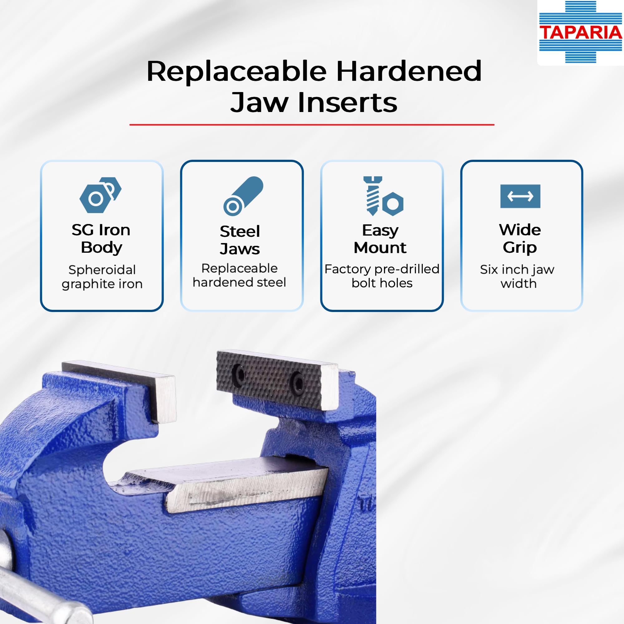 TAPARIA Bench Vice Fixed Base 100mm 1