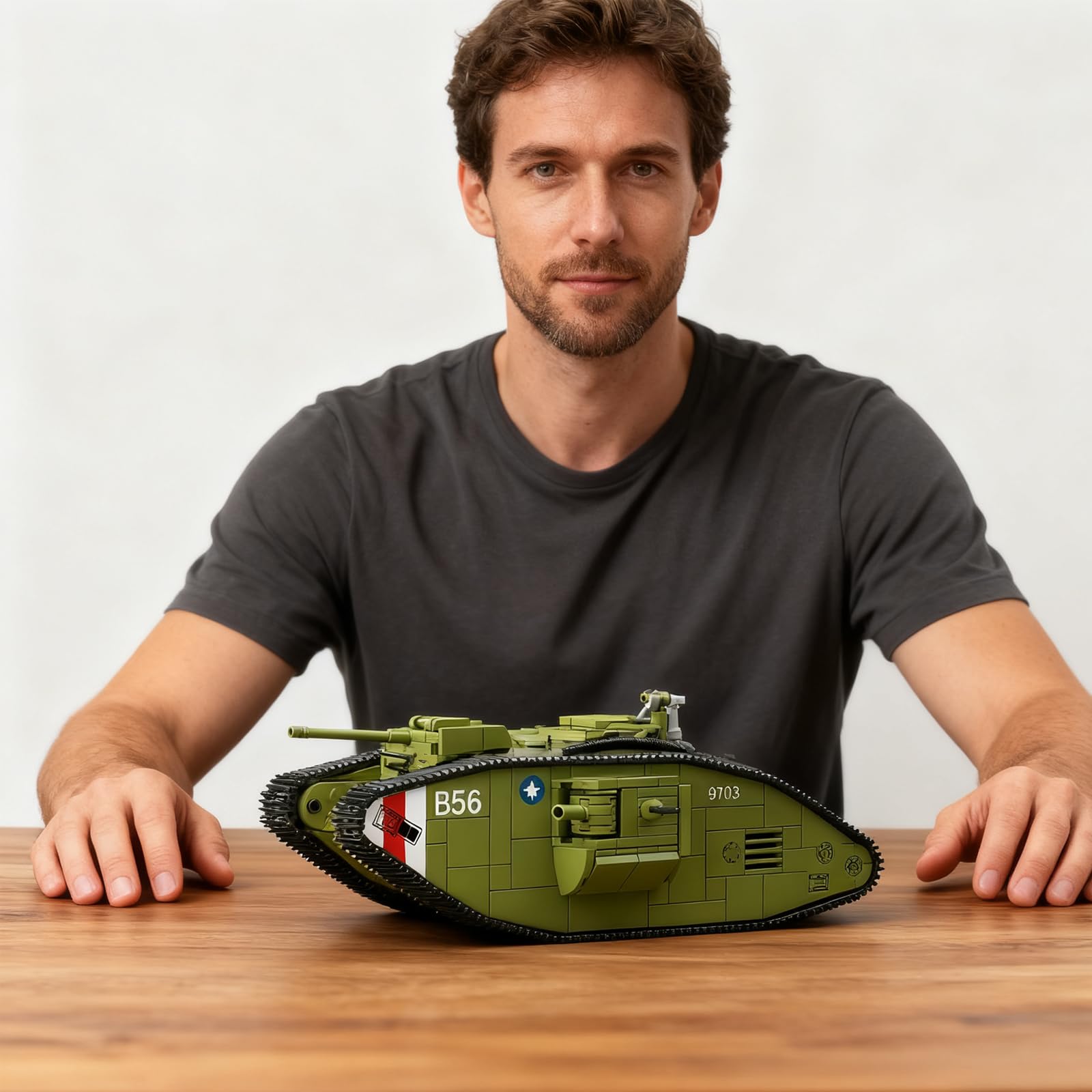 MK.V Heavy Tank Building Set for Adults, 900 PCS WW1 Military British Collectible Tank Bricks Model, 1:35 Scale Army Vehicle Toy, Gift for Military Fans & History Lovers