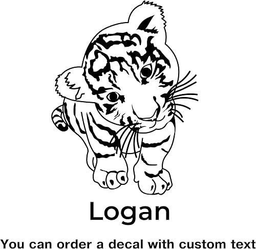 Miniatura 10 de Adorables calcomanías de nombre con imagen de gatito para pared, calcomanías de pared con nombre de dibujo de gatito con corazones para niños,