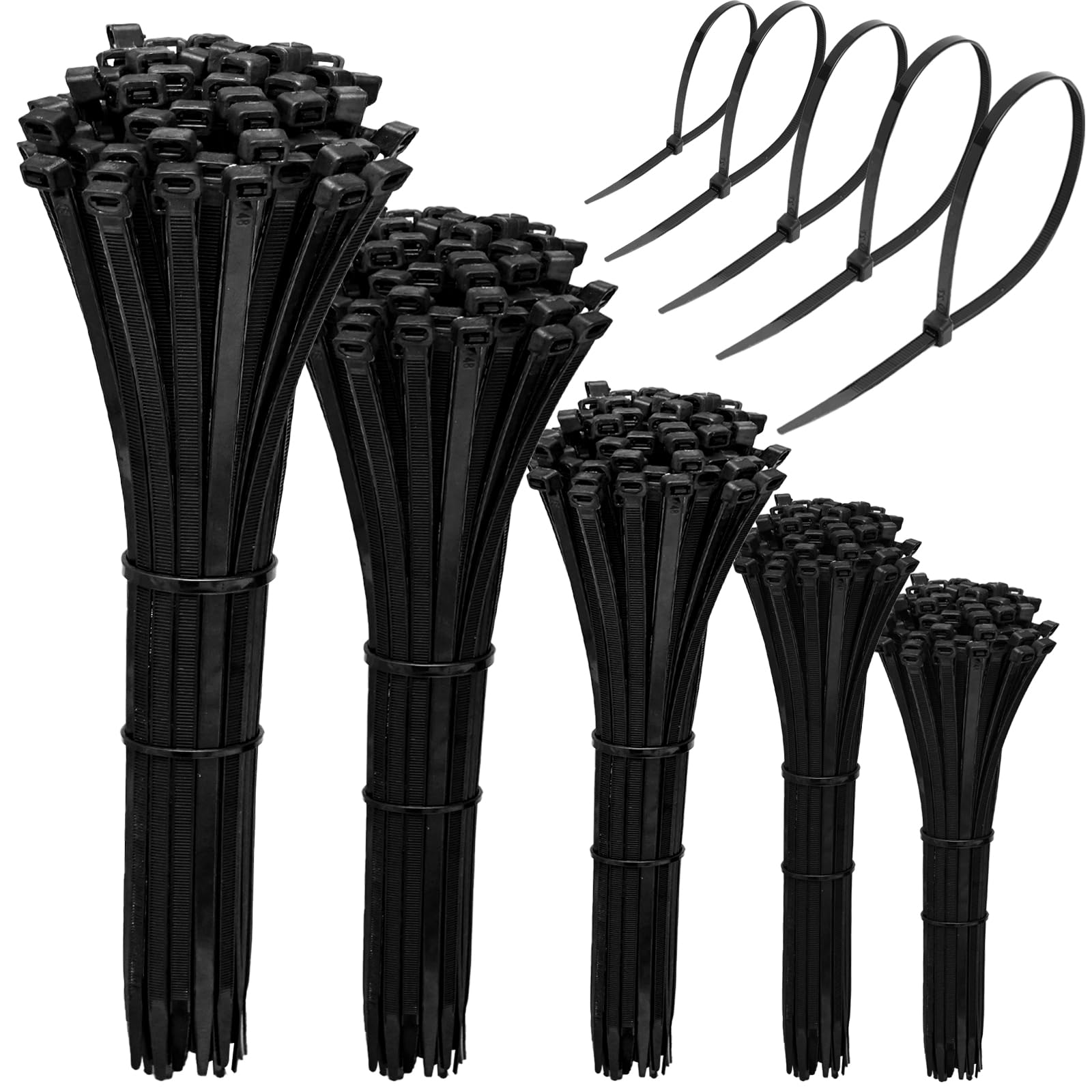 Cable Zip Ties?600PCS Multi-Purpose Nylon Zip Ties,Assorted Sizes 4+6+8+10+12-Inch Self-Locking Nylon Cable Tie,Wire Tie Perfect for Home,Garden Trellis,Office,Garage and Workshop.