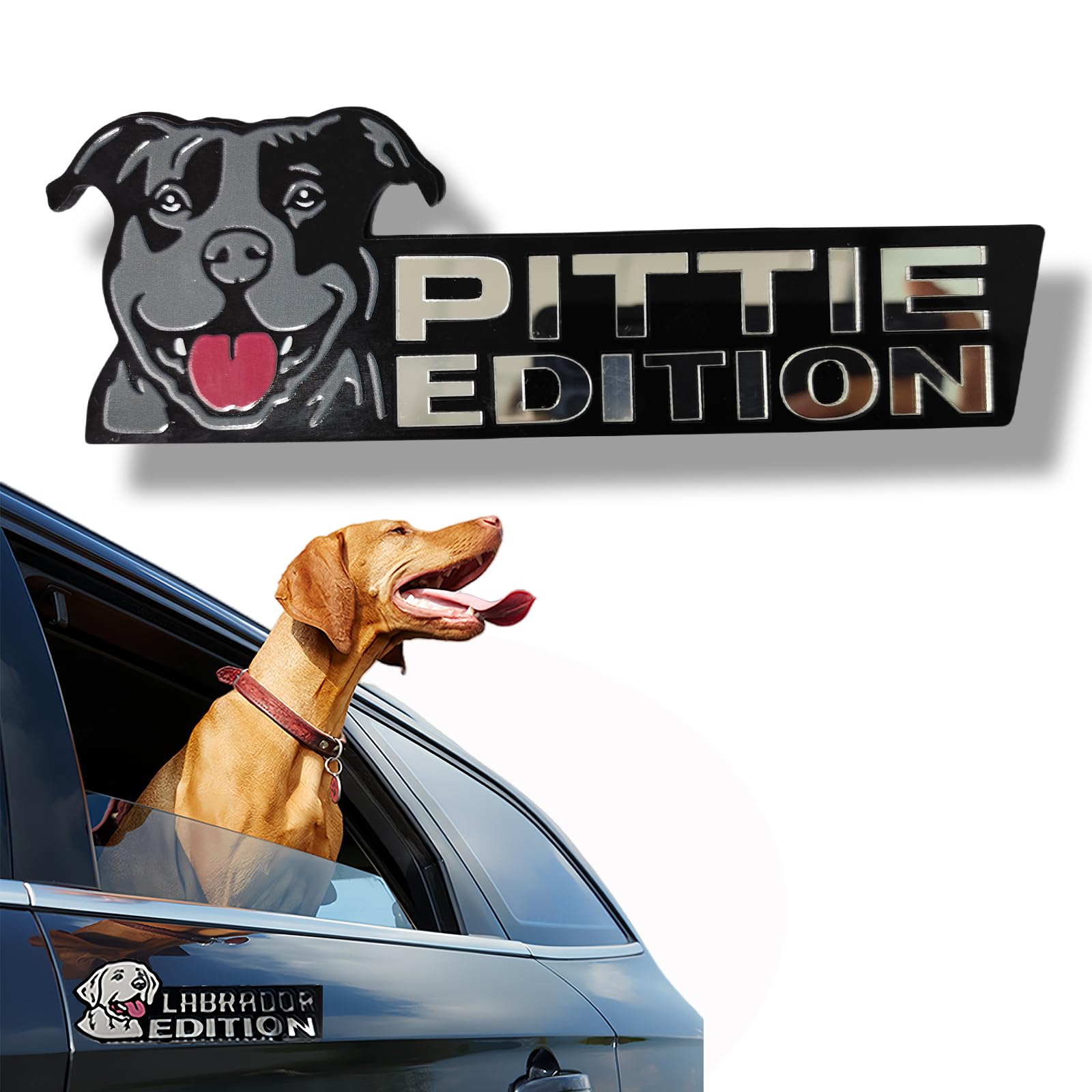 Car Emblem: Dog Car Badge Laser Cutting Emblem Cool Decals Trucks German Shepherd Badge Corgi Edition Doodle Golden Retriever Vehicles Dachshund Addition Rottweiler (Grey Pittie)