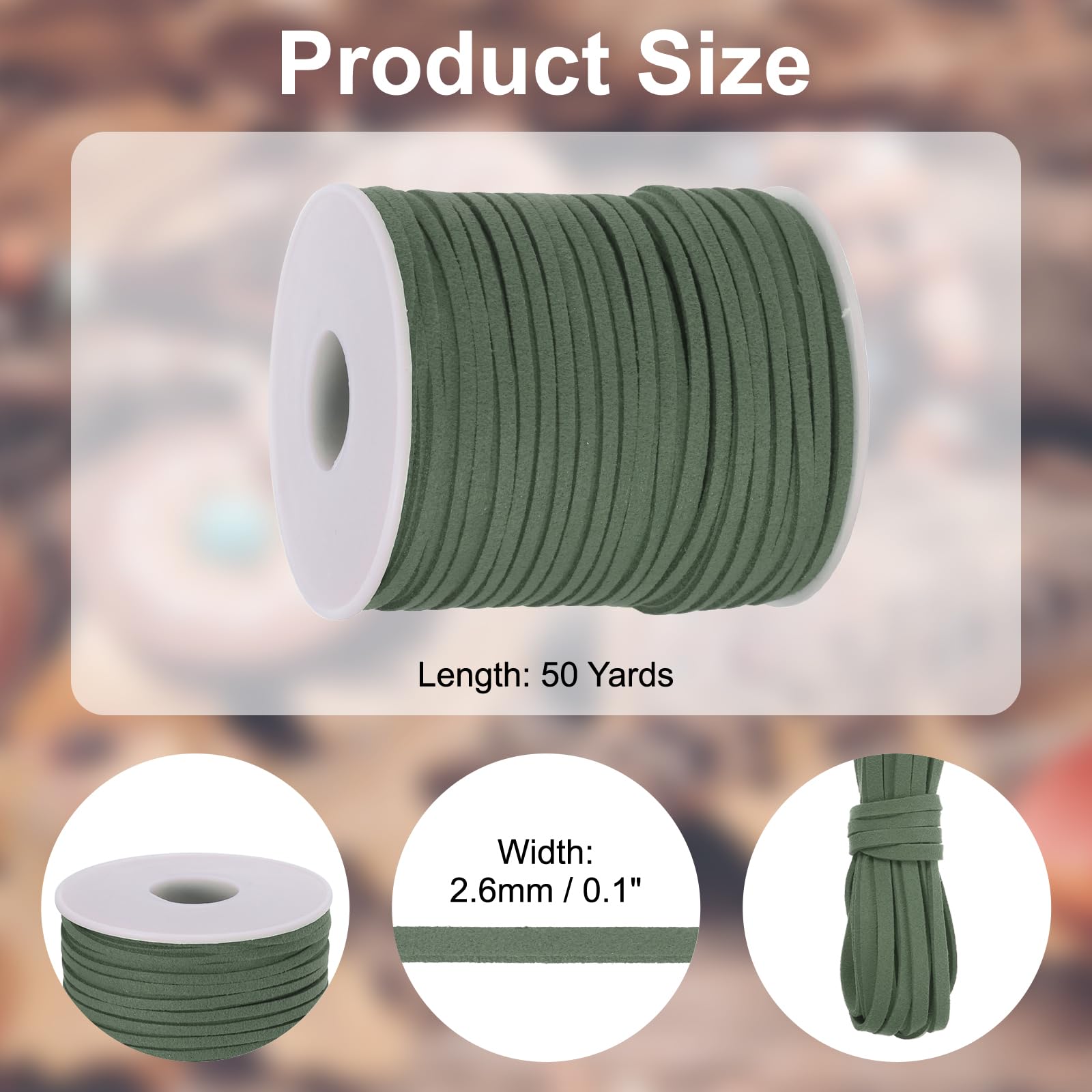 PATIKIL 50 Yards x 2.6mm Faux Suede Leather Cord, Leather Lace String for Bracelet Necklace Beading Making DIY Crafts, Dark Green - Image 2