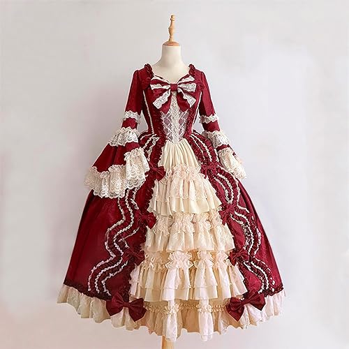 Miniatura 6 de SHOPESSA Vestido victoriano para mujer, vestido de lolita francesa, disfraz de princesa, vestido renacentista, manga acampanada, corte de cosplay