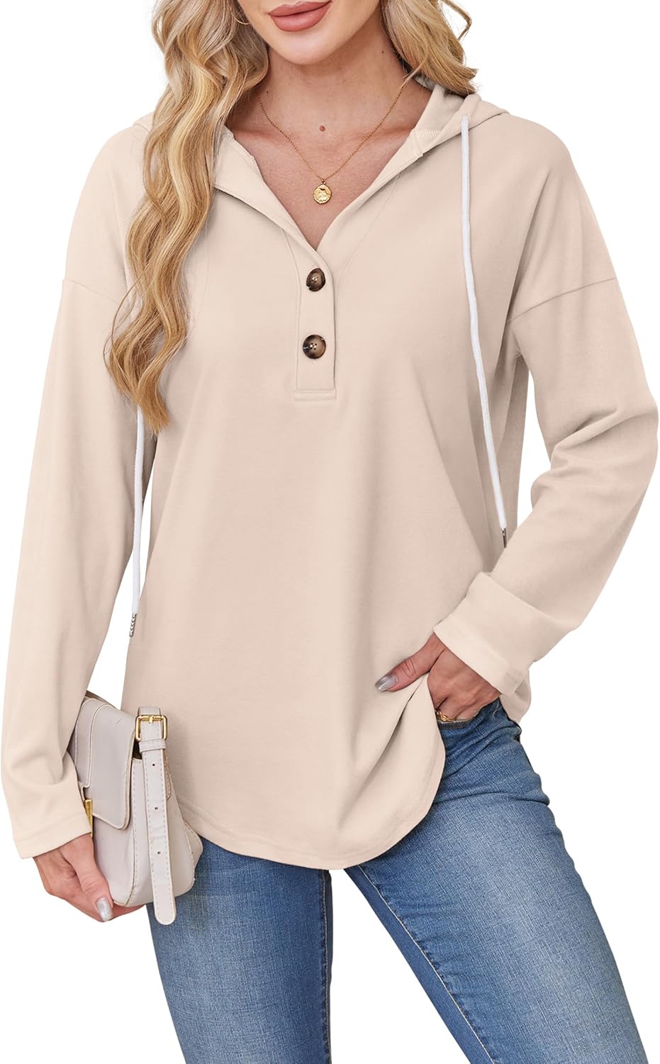 Womens Tops V Neck Button Sweatshirt for Women Pullover Long SLeeve Shirts Fall Outfits 2025 Loose Fit S-3XL - image 3