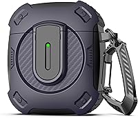 Vista 12 de RFUNGUANGO Funda para AirPod de 2ª generación con kit de limpieza, armadura protectora de carcasa dura militar con bloqueo para funda de carga