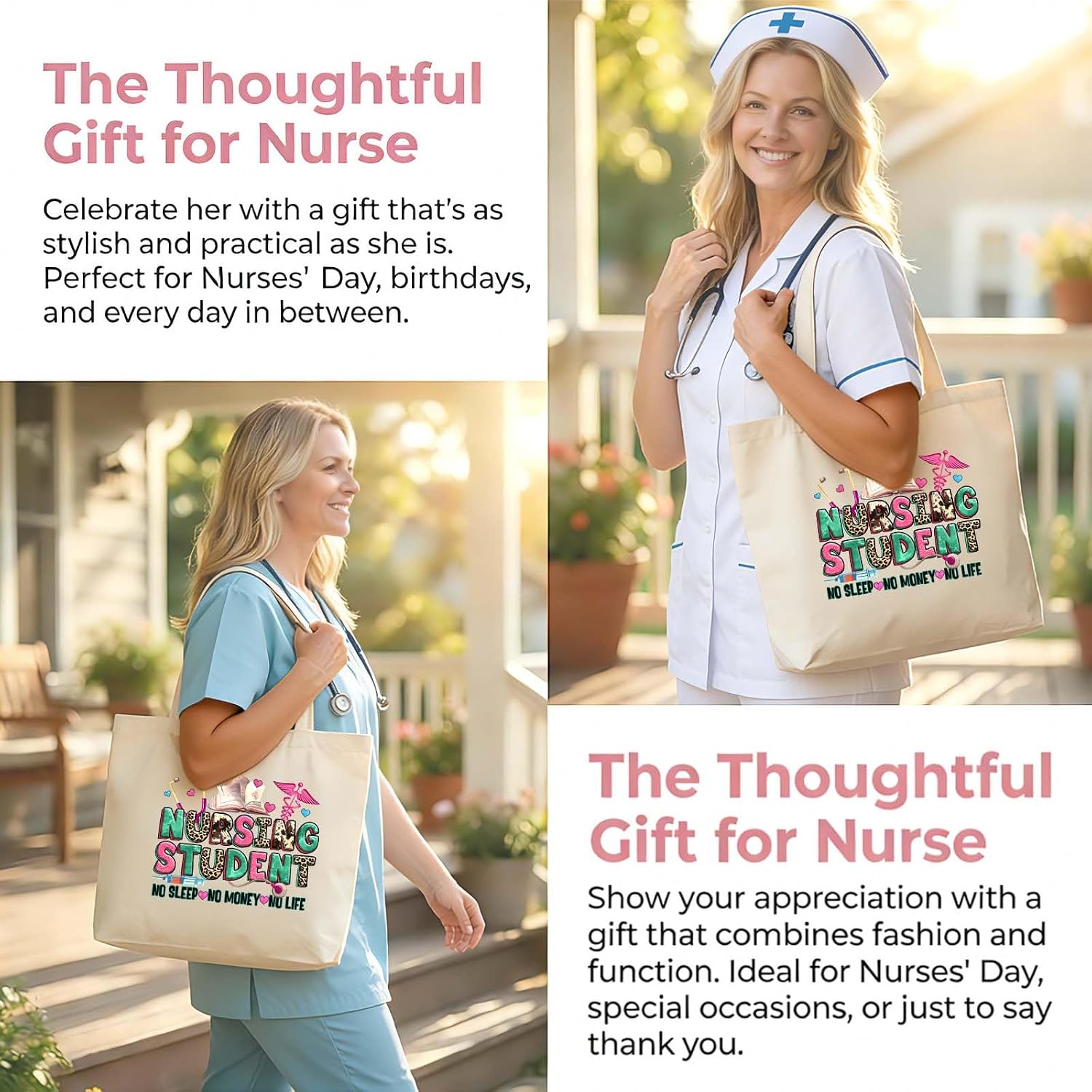 Nurse Gifts, Nursing Essentials Canvas Tote Bag Nurses Week Graduation Appreciation Birthday Gift - B01-B06 image 4