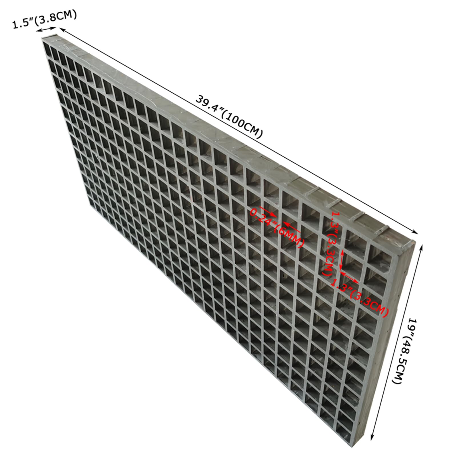 PreAsion 3.3ft*1.6ft Gray Fiberglass FRP Grating 1pc FRP Grille Plate for Car Washing,Outdoor Drainage,Municipal Engineering?Each case contains only one piece?