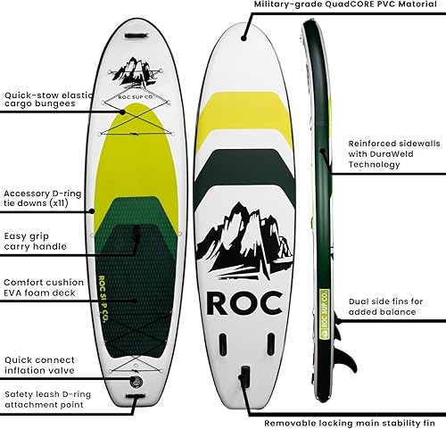 Vista 11 de Roc Tabla de remo inflable de 10 pies y 6 pulgadas con accesorios de tabla de remo de SUP de alta calidad, diseño amplio y estable, cubierta Violeta
